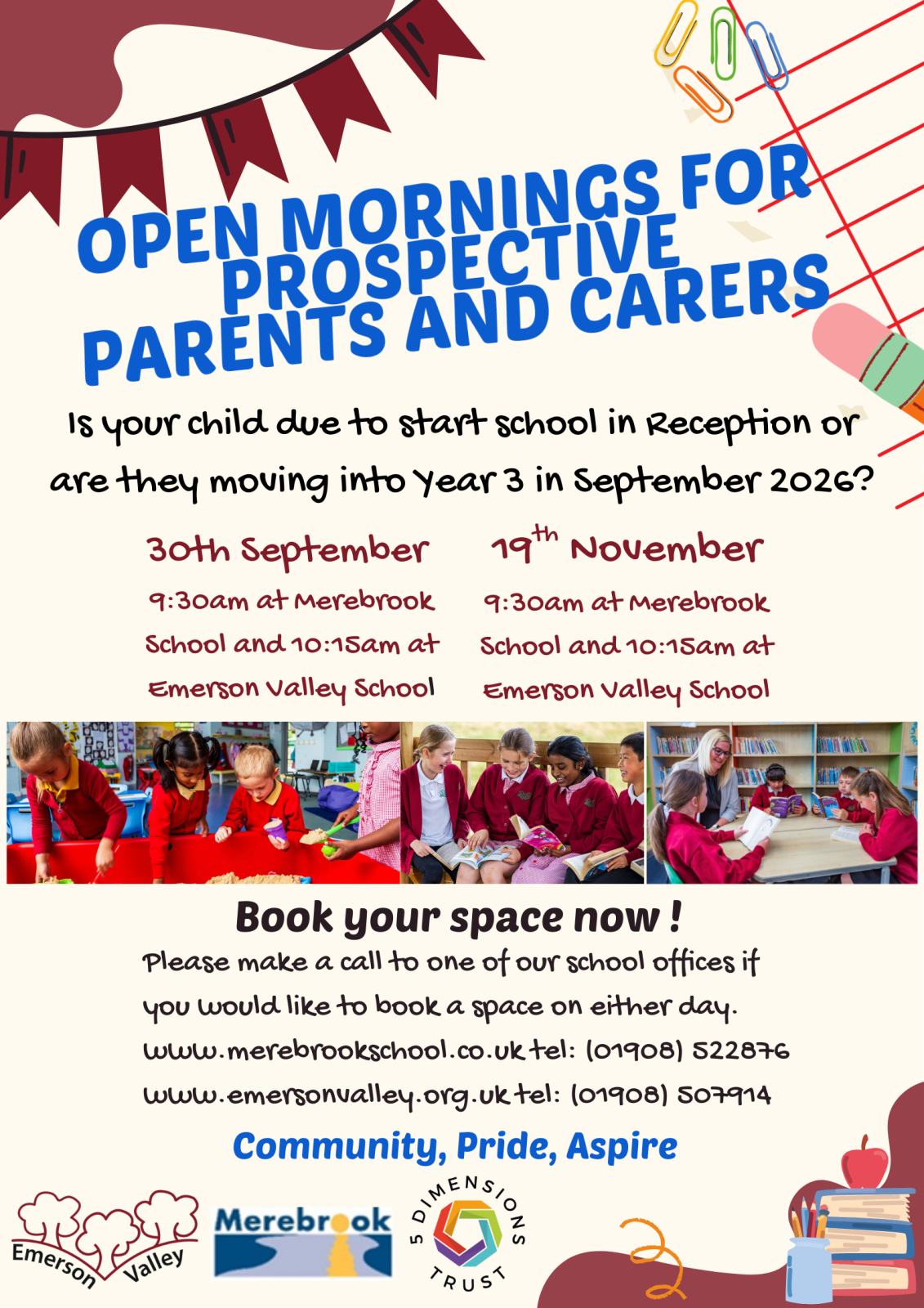 Open morning dates Poster advertising open mornings