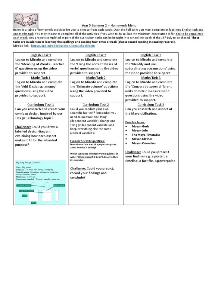 year 5 homework pdf